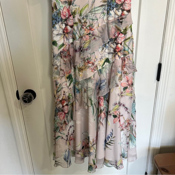 Theia Blush Floral Ruffle Dress - Picture 4 of 9